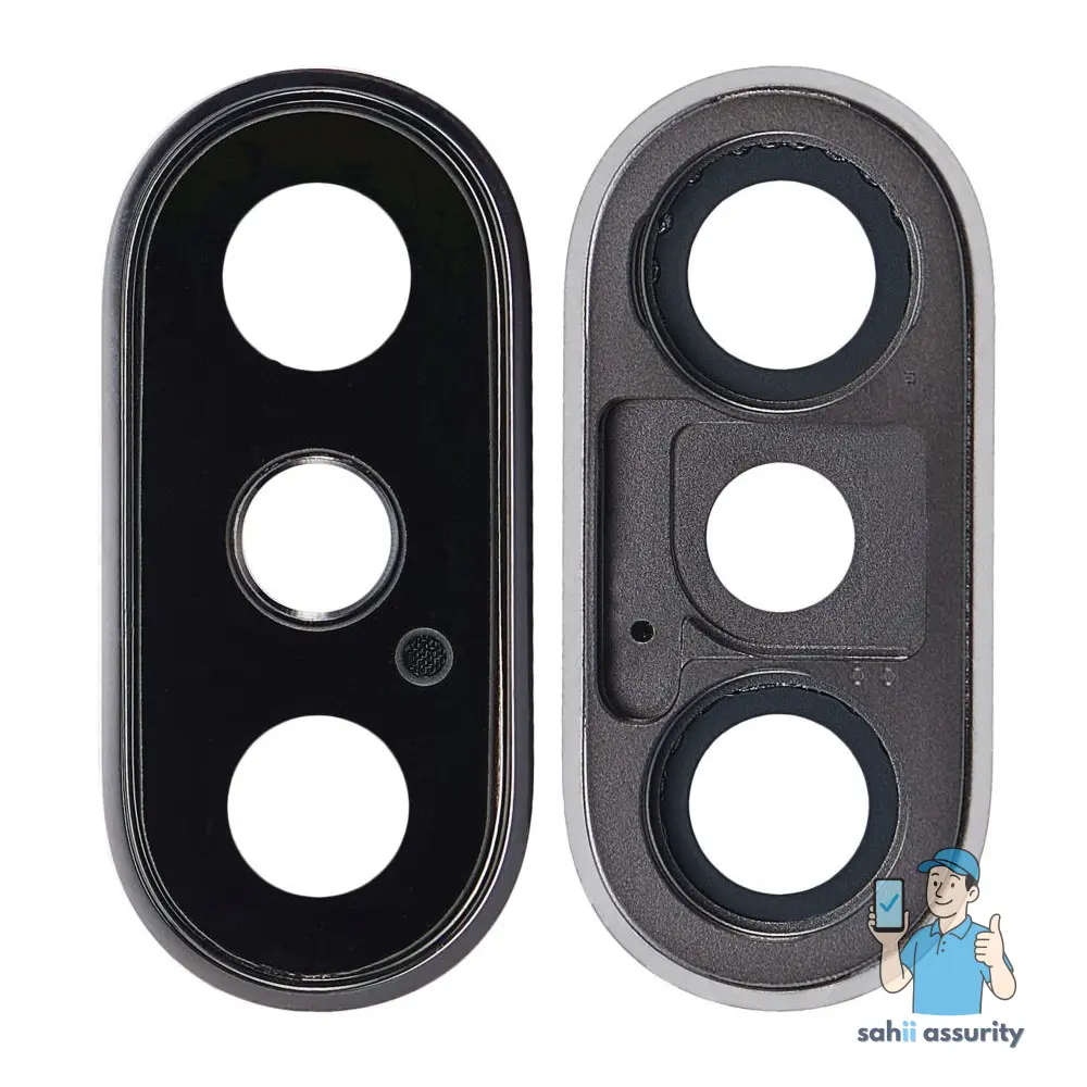 Camera Lens Glass with Frame for Apple iPhone XS White